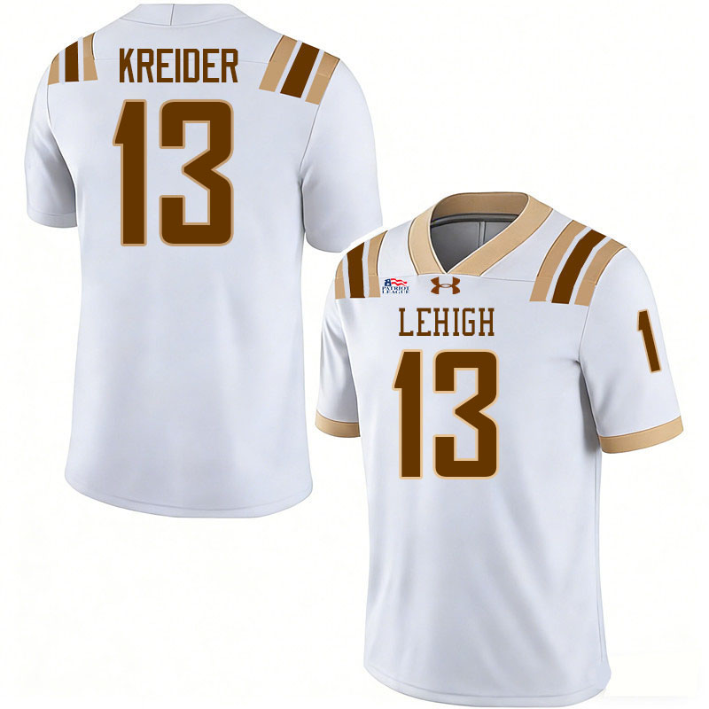Lehigh Mountain Hawks #13 Steve Kreider College Football Jerseys,Uniforms-White